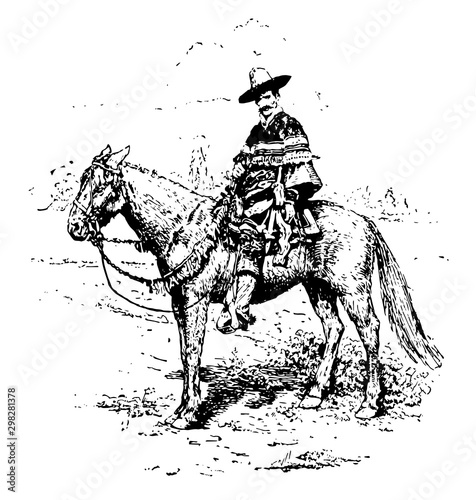 Ranchero vintage illustration