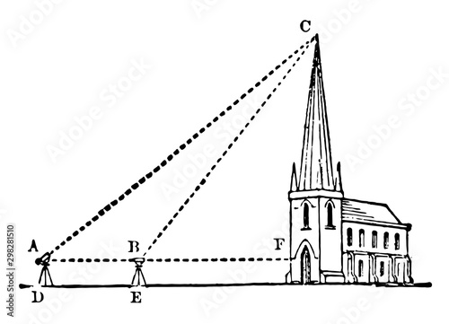 Triangle with Church vintage illustration.
