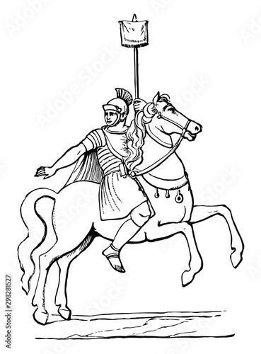 Roman Cavalryman vintage illustration.