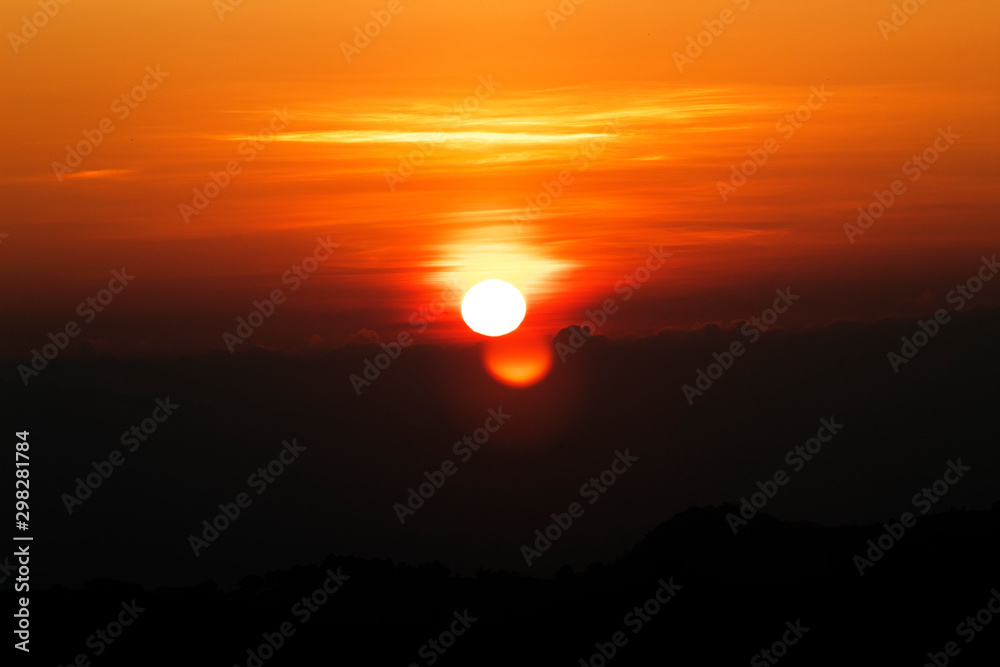 Fototapeta premium sunrise over the mountain ,nature landscape