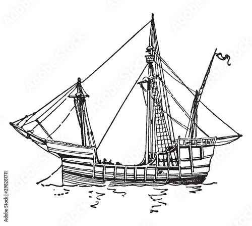 Pinta, vintage illustration.