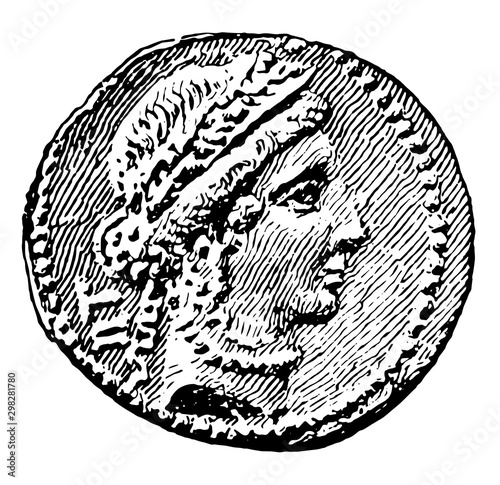 Coin of Csar vintage illustration.