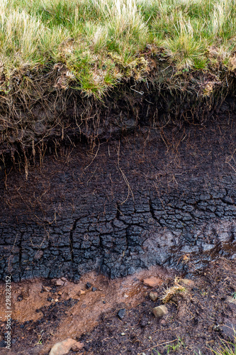 Bodenprofil in einem Moor in den schottischen Highlands