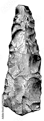 Neolithic Stone Tool vintage illustration.