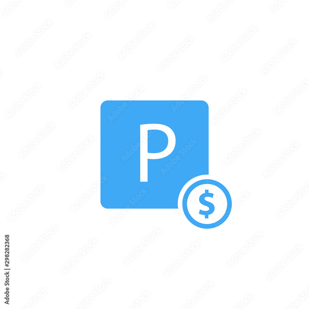 Paid parking sign blue icon. Clipart image isolated on white background Paid parking sign blue icon. Clipart image isolated on white background