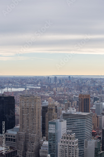 Sunset view of Manhattan City Skyline and the Empire State Building from Top of the Rock on Rockefeller Center © Sen