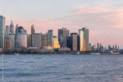 Sunset and night view of Manhattan, cityscapes of New York, USA © Sen