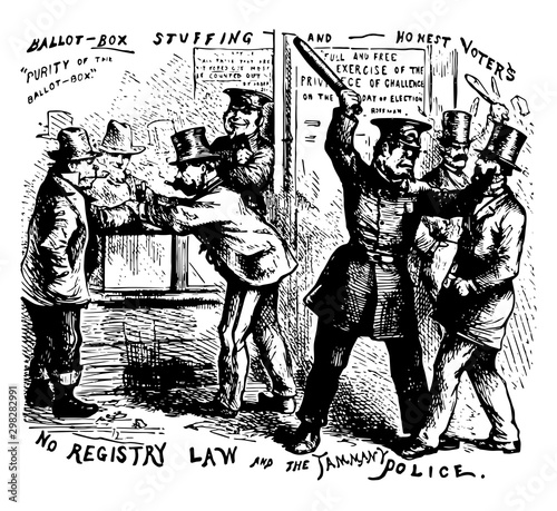 No Registry Law and Tammany vintage illustration photo
