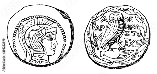 Attic Drachma vintage illustration.