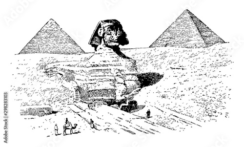 The Great Sphinx, vintage illustration.