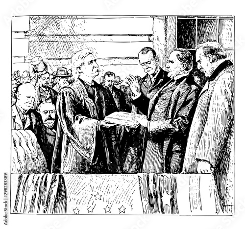 First Inauguration of William McKinley vintage illustration