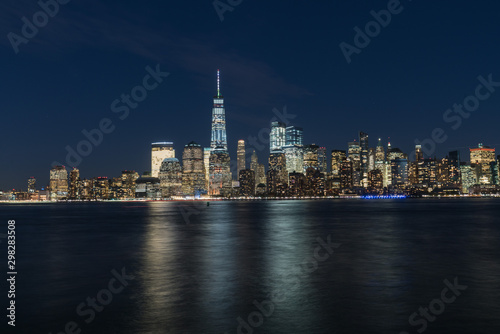 Panoramic view of the night in Manhattan, cityscapes of New York, USA