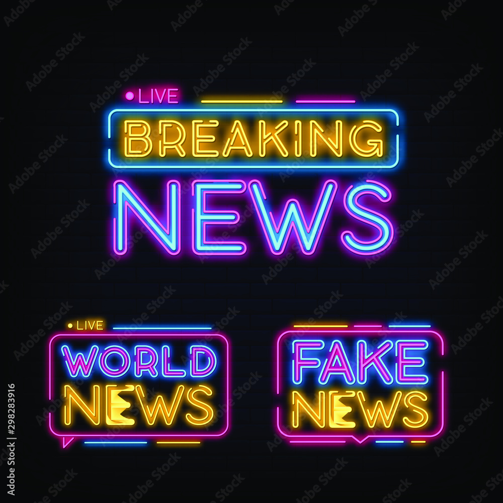 Breaking News Neon Signs Style Text Vector