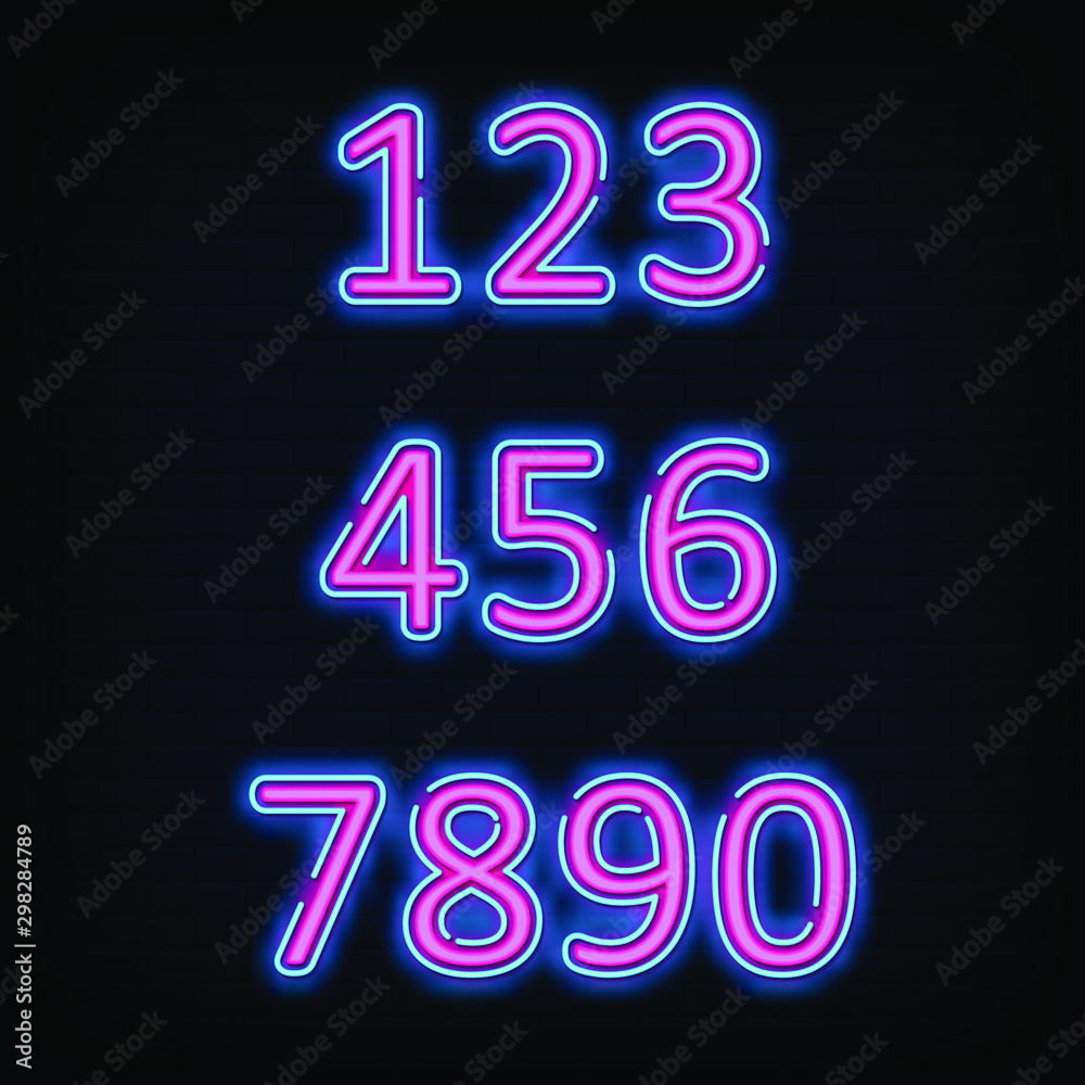 Number Neon Signs Style Text Vector Number Neon Signs Style Text Vector
