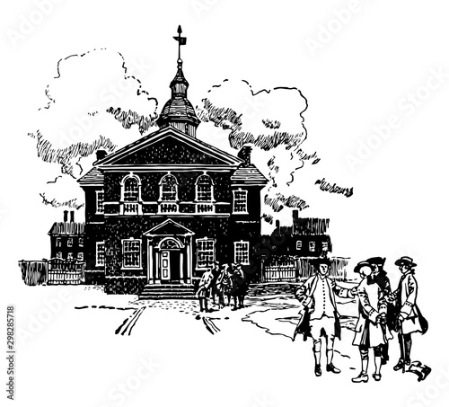 Carpenter's Hall vintage illustration