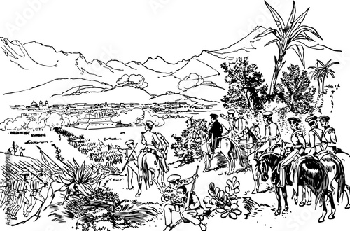 General Taylor's attack on Monterey vintage illustration