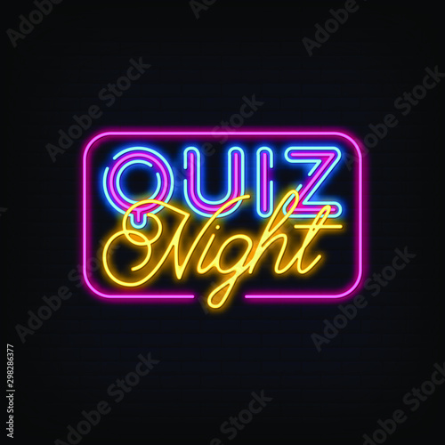 Quiz Night Neon Signs Style Text Vector photo