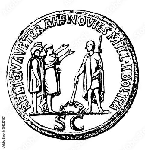 Hadrian Coin vintage illustration.