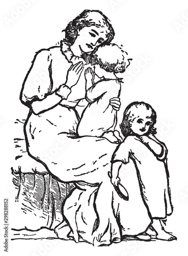 Mother, vintage illustration