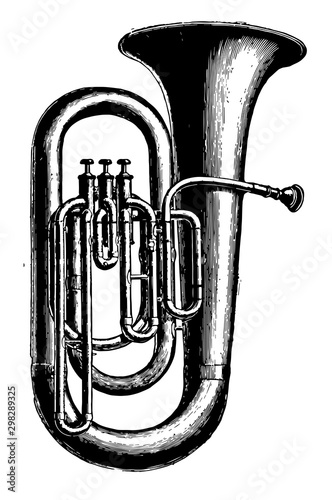 Bass Tuba, vintage illustration.