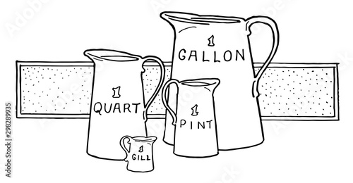 Liquid Measures vintage illustration.