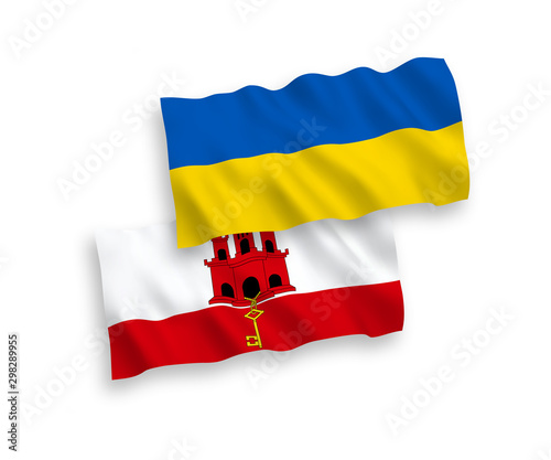 Flags of Gibraltar and Ukraine on a white background