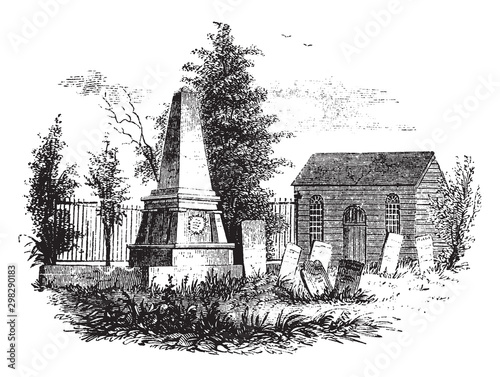 Paulding's Monument and St. Peter's Church,vintage illustration photo