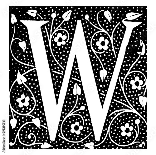 W, Ornate vintage illustration.