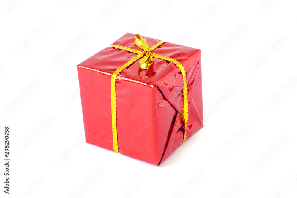 Red glitter gift box isolated white background Red glitter gift box isolated white background