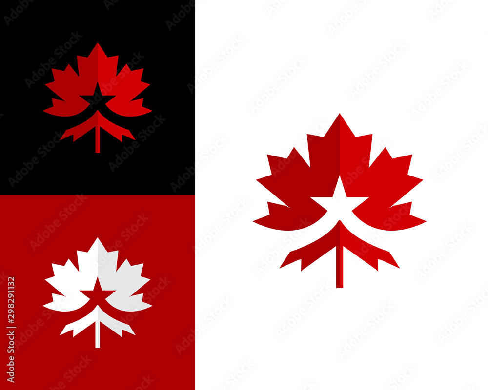 Star Canadian Maple leaf Logo, Maple Leaf Illustration Vector Design Star Canadian Maple leaf Logo, Maple Leaf Illustration Vector Design