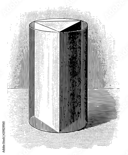 Prism inscribed in Cylinder vintage illustration.