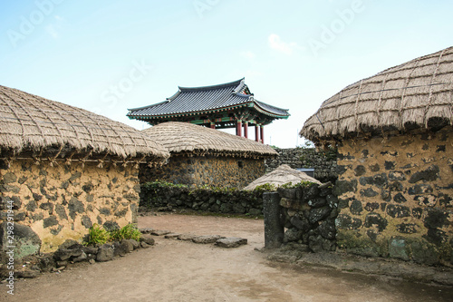 Seongeup Folk Village, Korean old traditional town in Jeju Island, South Korea photo