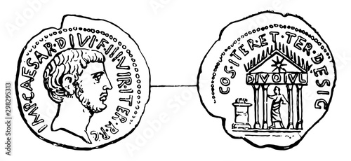 Caesar Coin vintage illustration.