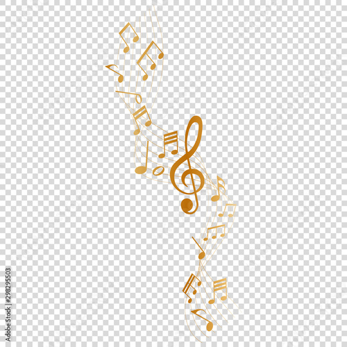 musical notes melody on transparent background