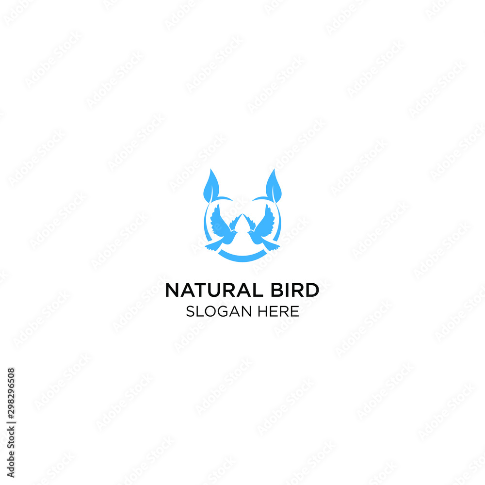 natural bird with leaf logo templates
