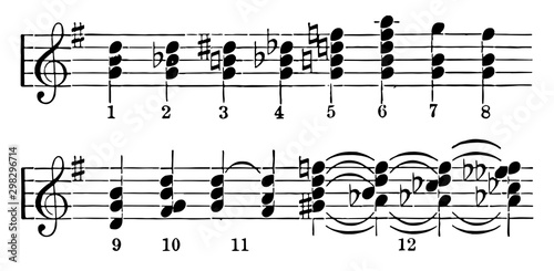 Musical Chords, vintage illustration.
