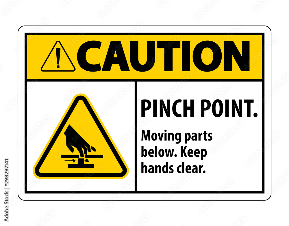 Caution Pinch Point, Moving Parts Below, Keep Hands Clear Symbol Sign Isolate on White Background,Vector Illustration EPS.10 Caution Pinch Point, Moving Parts Below, Keep Hands Clear Symbol Sign Isolate on White Background,Vector Illustration EPS.10