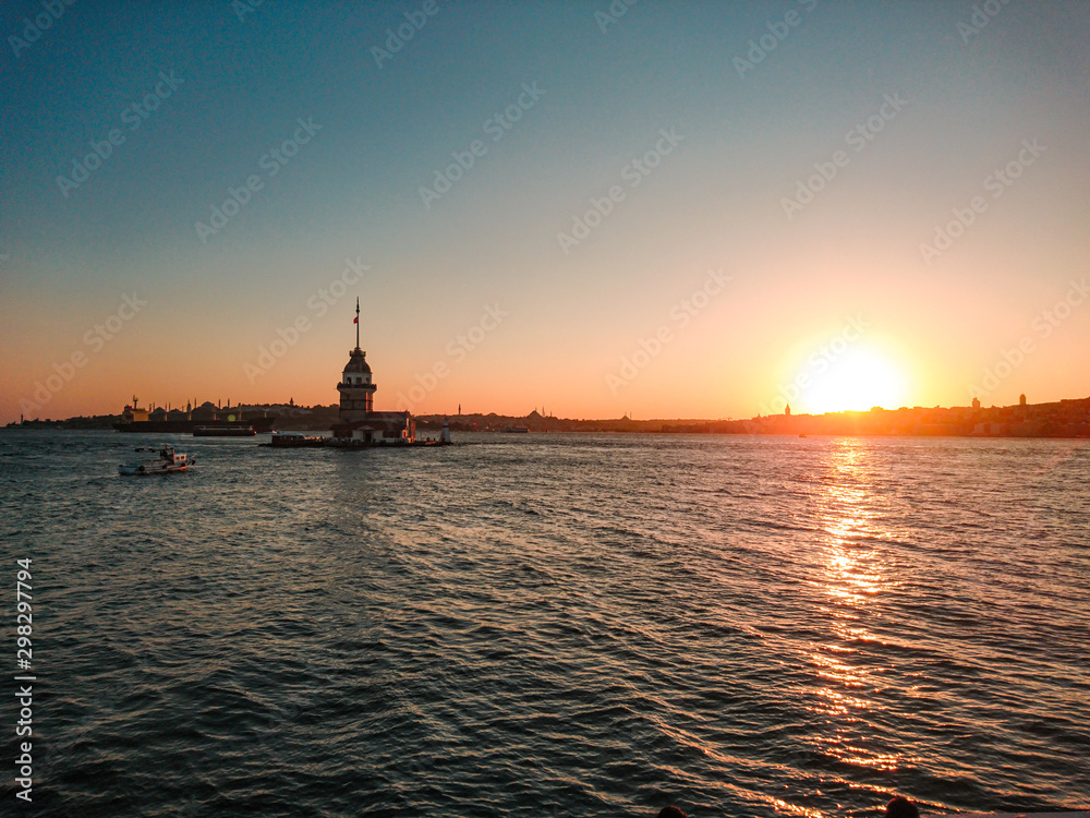 Naklejka premium princess tower in Istanbul at dusk