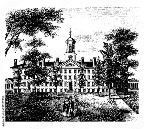 Nassau Hall vintage illustration