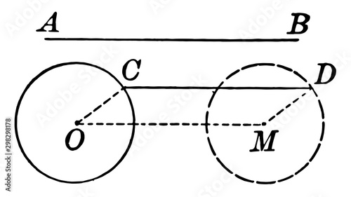 Straight Line Moving to Two circles vintage illustration.