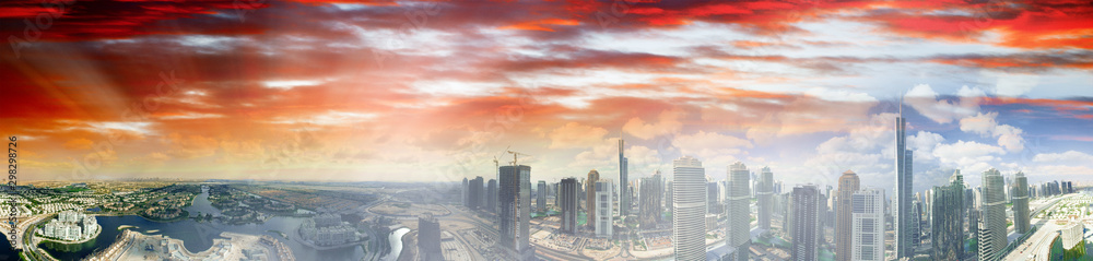 Fototapeta premium Downtown Dubai aerial view at night