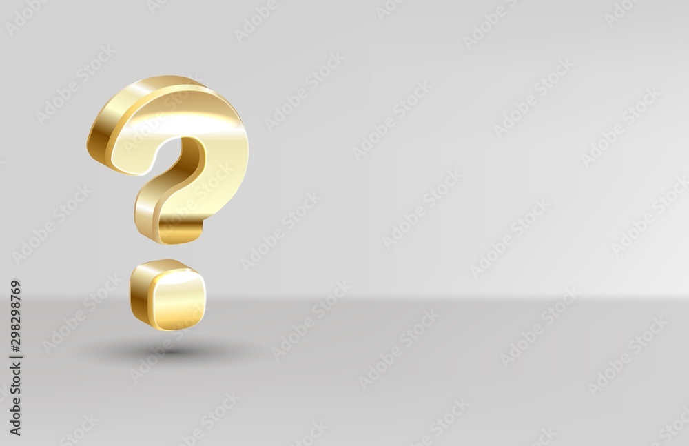 Realistic gold 3d question mark. Realistic gold 3d question mark.