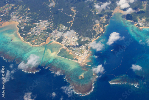 Beautiful ocean and island view,Okinawa from Air
