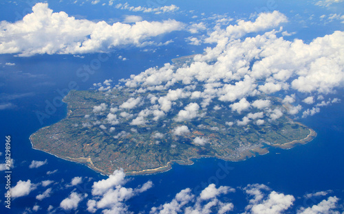 Beautiful ocean and island view, Tokunoshima island near Okinawa from Air