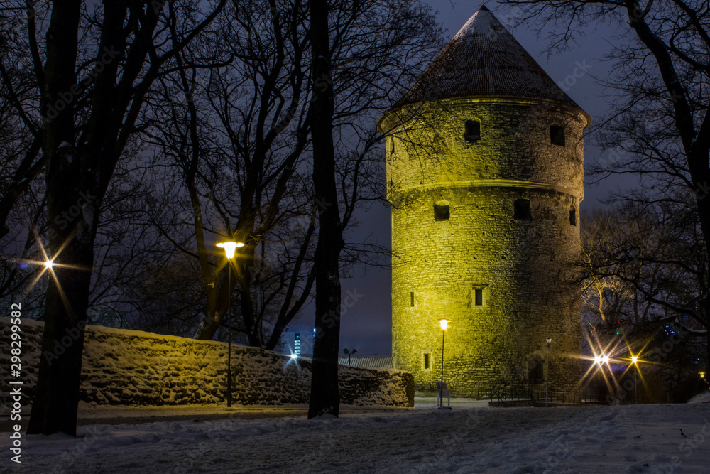Night view of a tower 