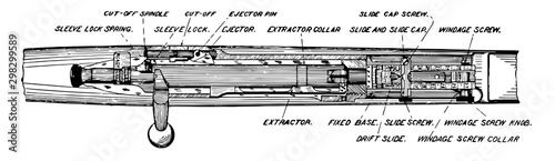 Diagram of a rifle, vintage illustration.