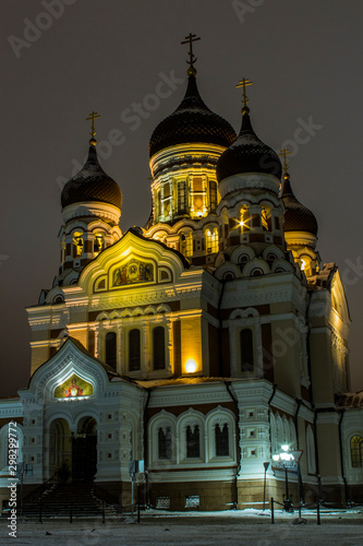 Night view of a Alexander Nevsky Cathedral in Tallinn. Estonia