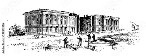 Remains of the Capitol After the Fire of 1814 vintage illustration