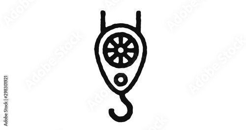 Crane outline icon animation footage/video. Hand drawn like symbol animated with motion graphic, can be used as loop item, has alpha channel and it's at 4K video resolution.