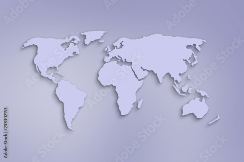 Fototapeta Naklejka Na Ścianę i Meble -  simple monochrome color world map, abstract worldwide symbol